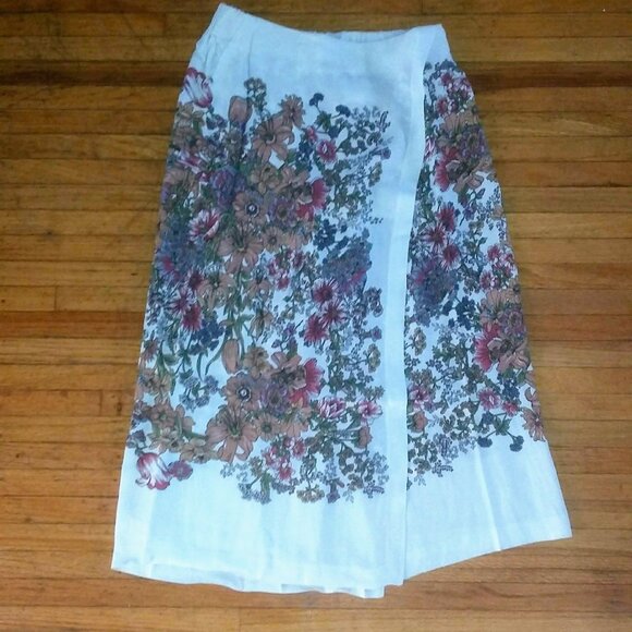 ZARA πΈFLORAL SKIRT-STYLE CULOTTES WIDE LEG PANTS - Picture 1 of 7